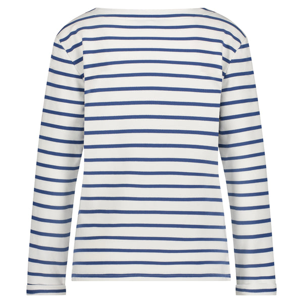 Red Button Terry Striped Sweatshirt, Jeans Blue (without chest print)