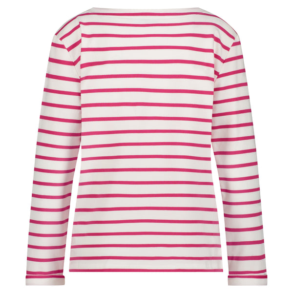 Red Button Terry Striped Sweatshirt, Raspberry (without chest print)