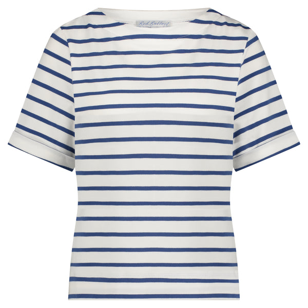 Red Button Terry Short Sleeve Stripe T-Shirt, Jeans Blue