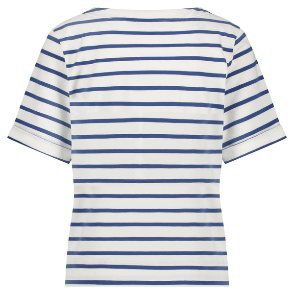 Red Button Terry Short Sleeve Stripe T-Shirt, Jeans Blue