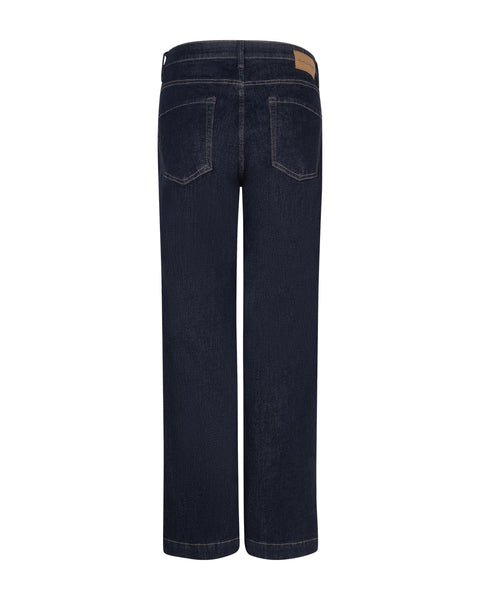 Red Button Front Patch Pocket Colette Jeans, Forever Blue