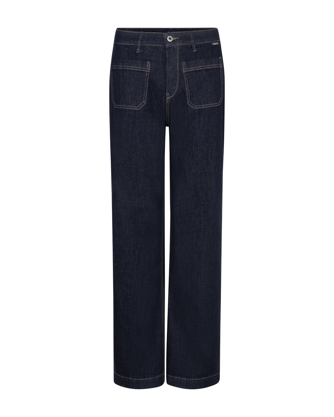 Red Button Front Patch Pocket Colette Jeans, Forever Blue