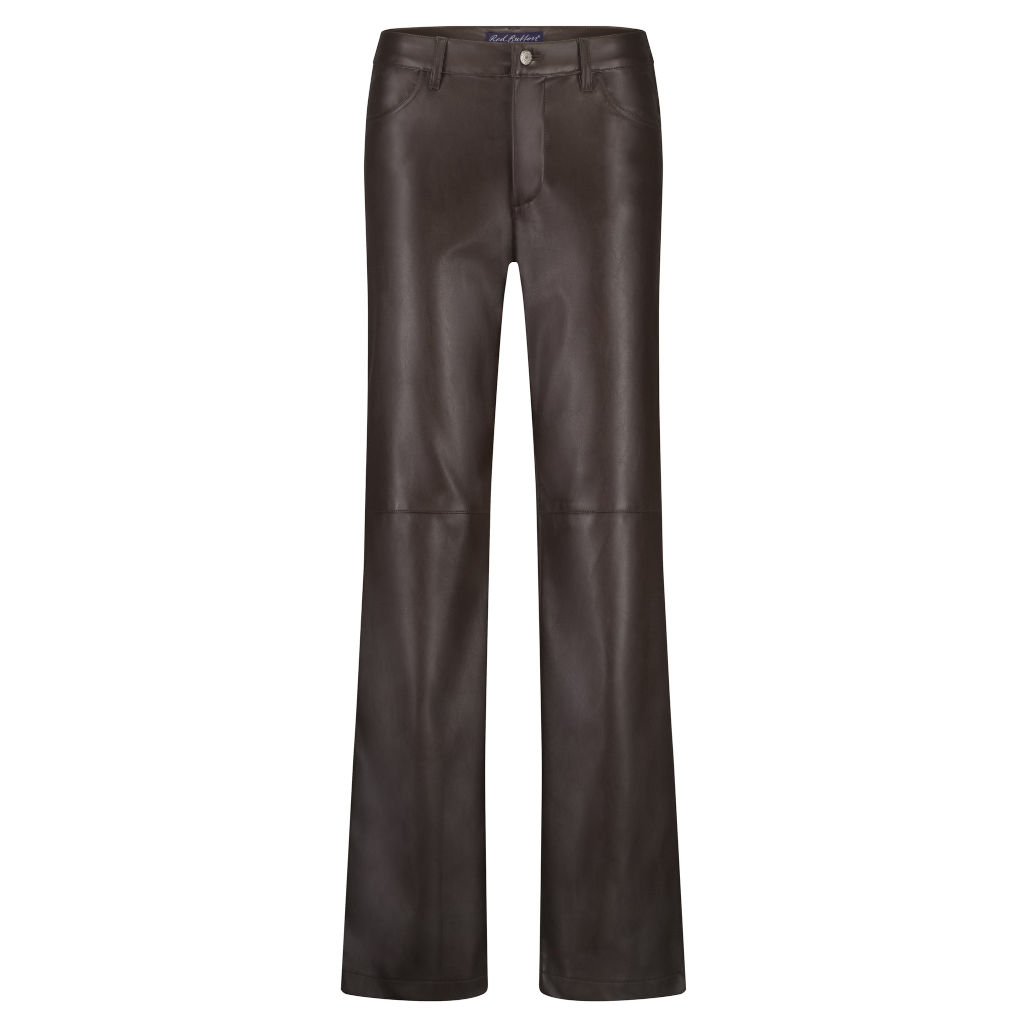 Red Button Colette Faux Leather Trousers, Brown