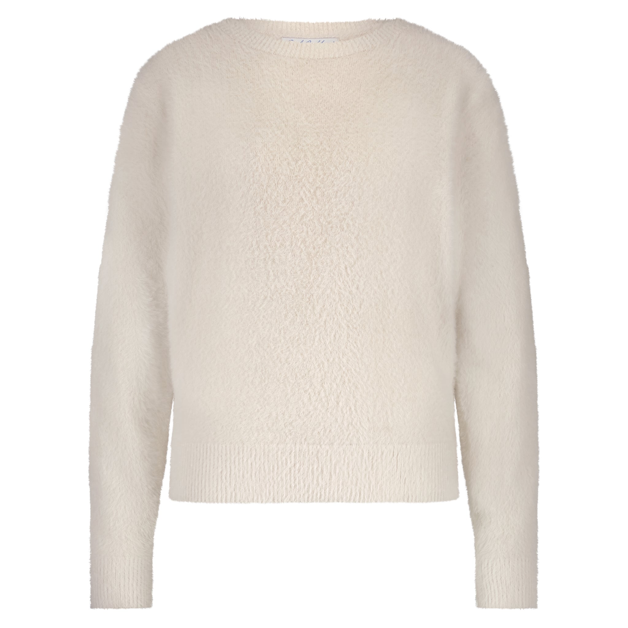 Red Button Fluffy Pullover, Cream