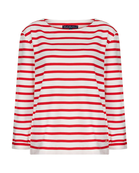 Red Button Terry Top , Red Stripe