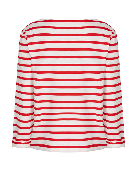 Red Button Terry Top , Red Stripe