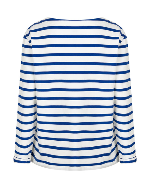 Red Button Terry Top, Cobalt Stripe