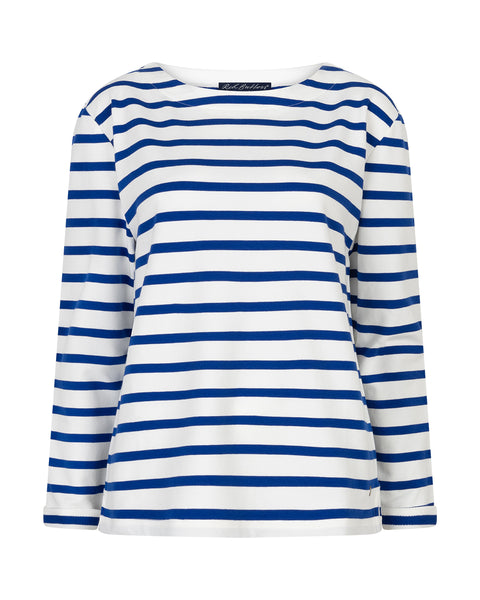 Red Button Terry Top, Cobalt Stripe