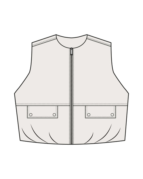 Red Button Ivy Sleeveless Jacket, Pearl - Flax In Bloom