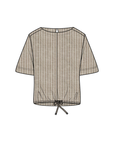 Red Button Skyler Linen Blend Top, Pebble Pinstripe