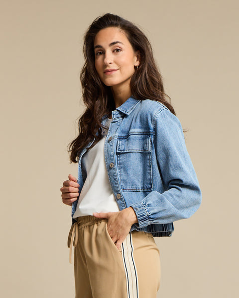 Red Button Juno Denim Jacket, Light Stone - Flax In Bloom