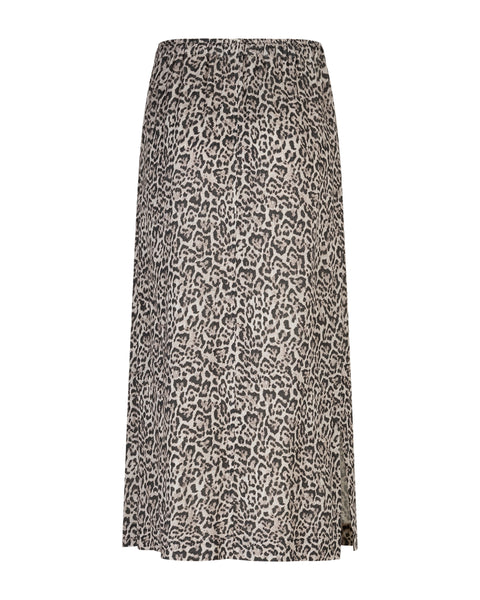 Red Button  Indie Leopard Print Skirt , Pebble