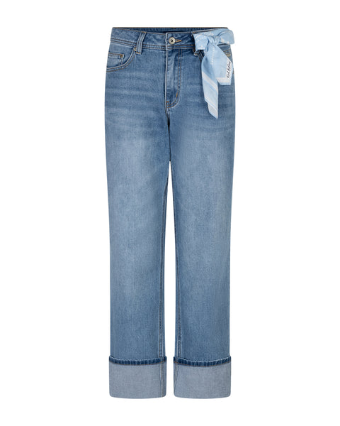 Red Button Kim Jeans and Scarf, Used Stone - Flax In Bloom