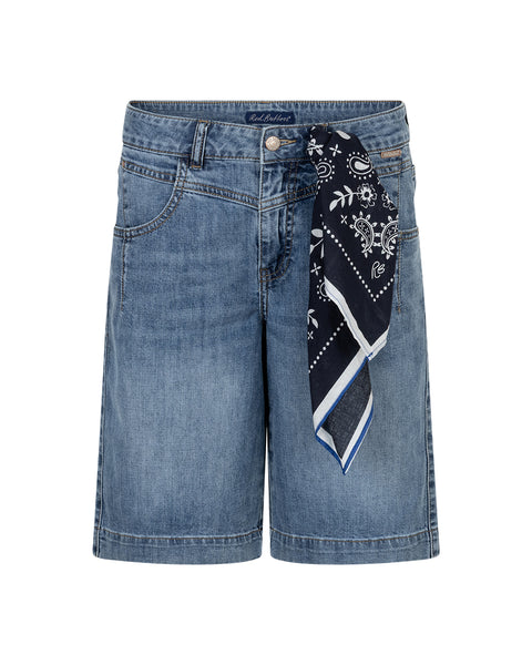 Red Button Kate Bermuda & Scarf, Stone Wash Denim