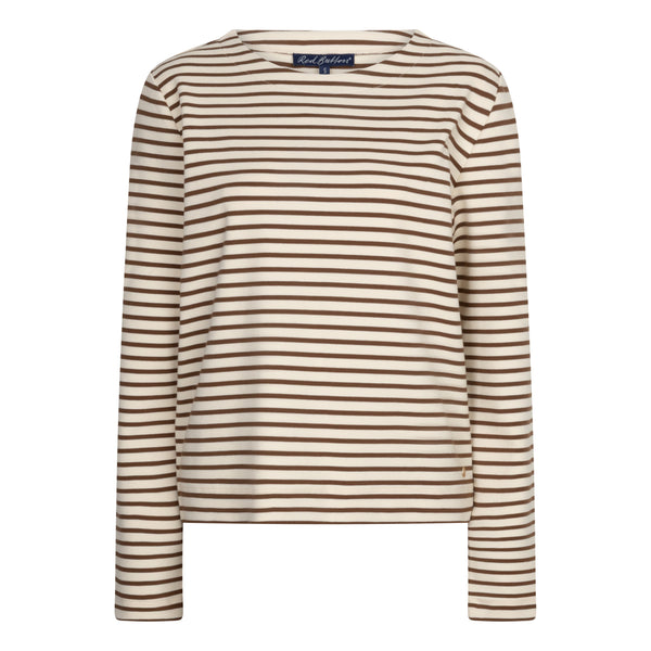 Red Button Terry Stripe Top, Espresso