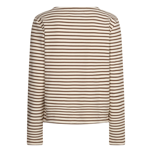 Red Button Terry Stripe Top, Espresso