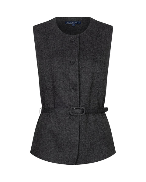 Red Button Sarah Waistcoat, Black Herrringbone