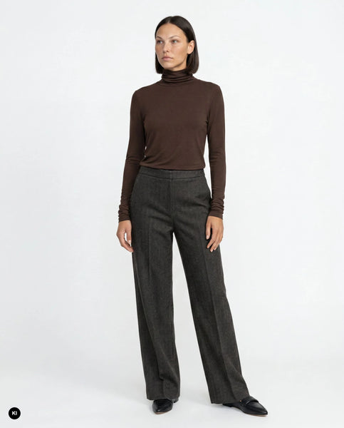 Stehmann Flanna Herringbone Tweed Trousers, Coffee Bean