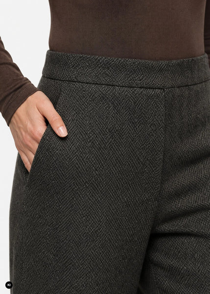 Stehmann Flanna Herringbone Tweed Trousers, Coffee Bean