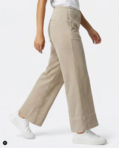 Stehmann Fabienne Cropped Cord Trousers, Beige