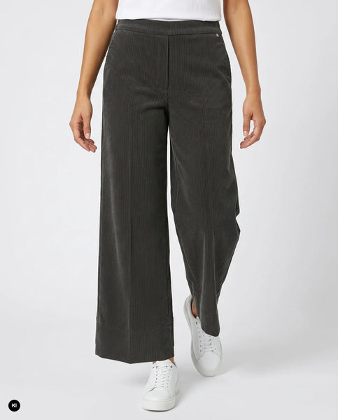 Stehmann Fabienne Cropped Cord Trousers, Anthracite Grey