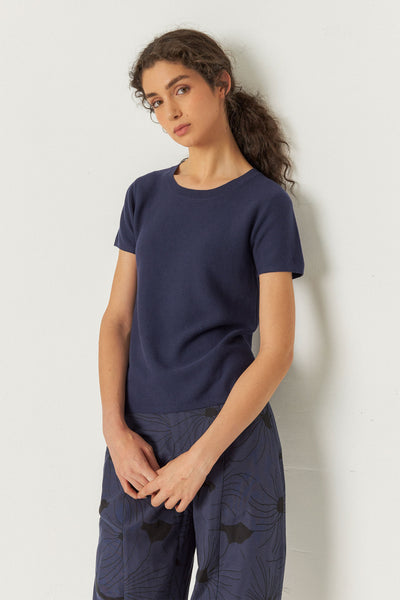 SKFK Bidari GOTS  Knitted T-Shirt, Navy Violet