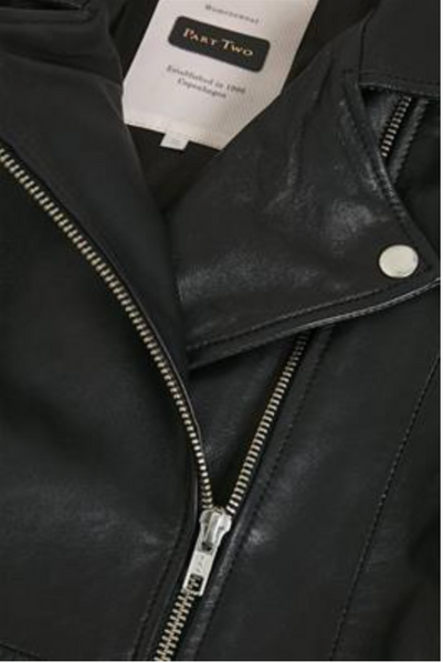 Part Two Frances Leather Jacket, Dark Navy