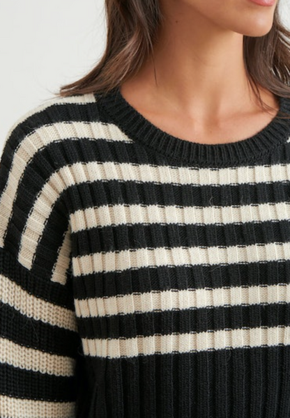 Humility Ulotus Pullover, Black and White Stripe