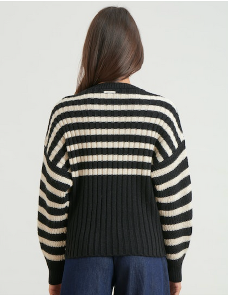 Humility Ulotus Pullover, Black and White Stripe