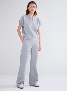 Summum Wide Leg Waffle Trousers Dark Grey