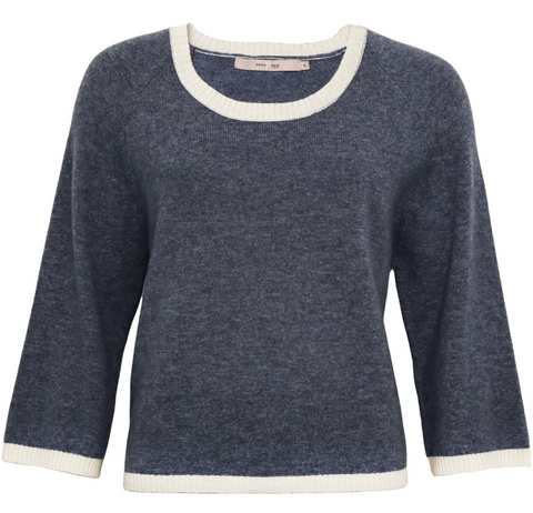 Costa Mani Kash Pullover, Blue with Cream Trim