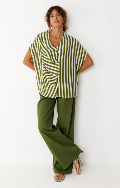 SKFK kaua Blouse, Green Stripe