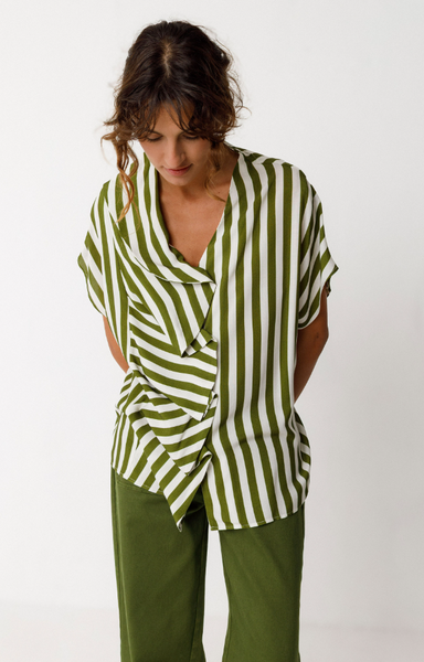 SKFK kaua Blouse, Green Stripe