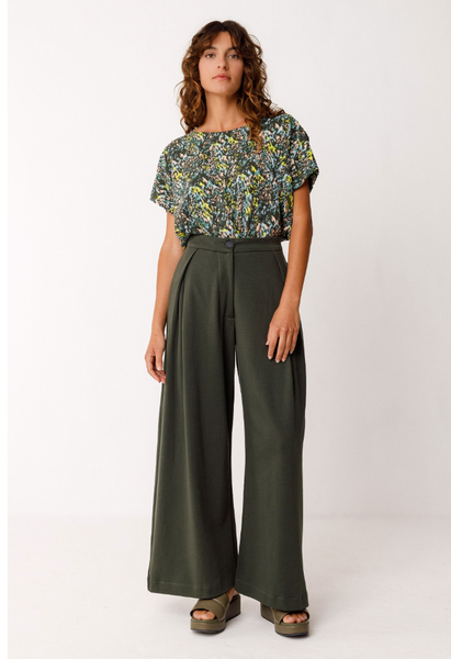 SKFK Moire GOTS Trousers, Bottle Green