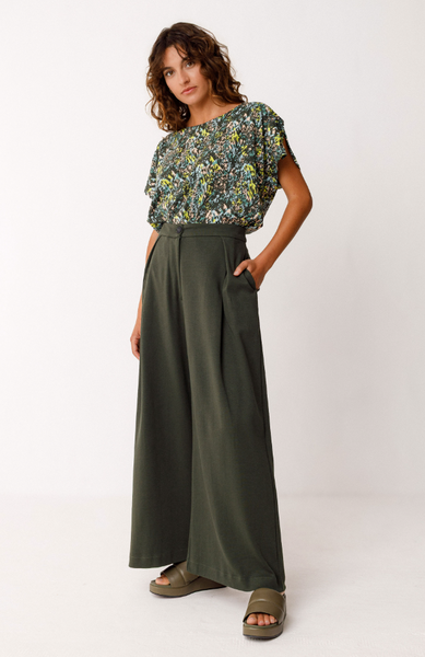 SKFK Moire GOTS Trousers, Bottle Green