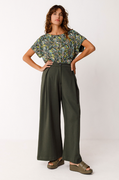 SKFK Moire GOTS Trousers, Bottle Green