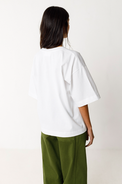 SKFK Lariz GOTS T-shirt, White with Dark Forest Green Print