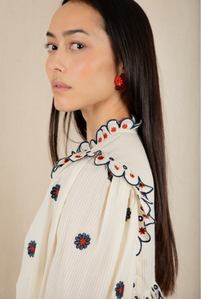 Bonte Rosa Blouse, Ecru and Navy