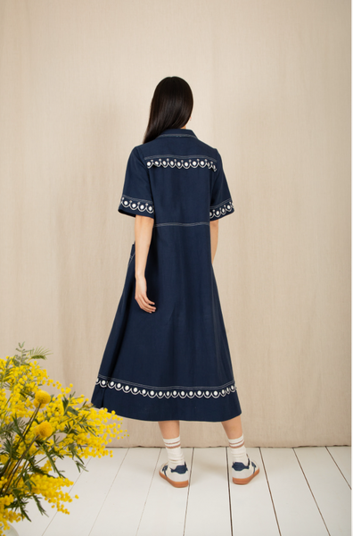 Bonte Andie Cotton Dress, Navy