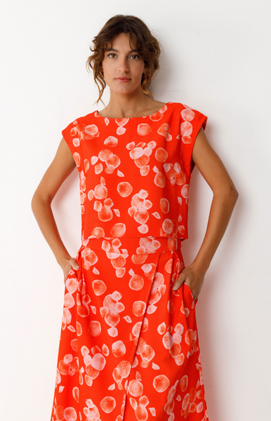 SKFK Ahien Top, Orange Soft Dot