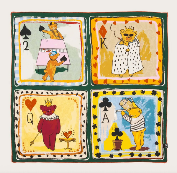 Fraas Pure Silk Neckerchief with a Playing Card Design