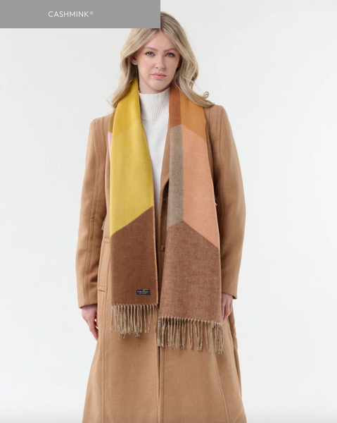 Fraas Cashmink Scarf With Geometric Colour Block Design