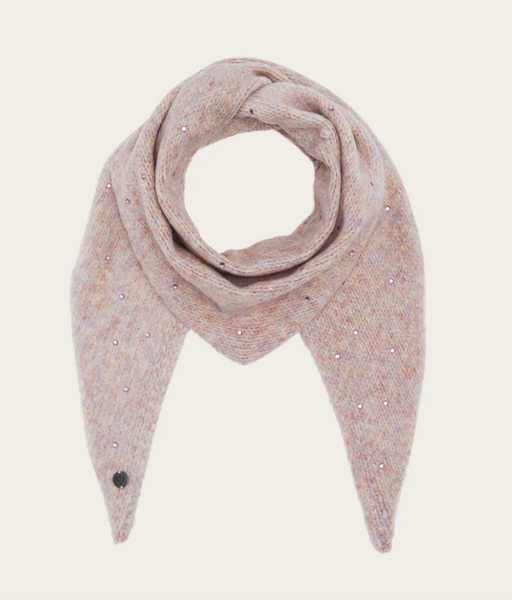 Fraas Mottled triangular scarf with rhinestones, Pale Rose