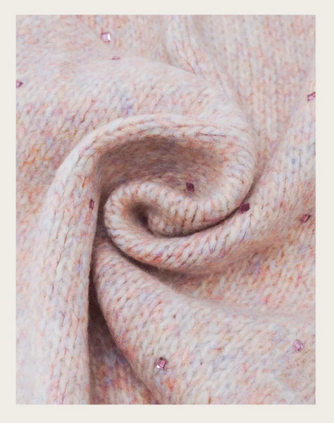 Fraas Mottled triangular scarf with rhinestones, Pale Rose