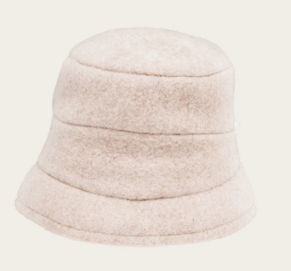 Loevenich bell-shaped hat made of pure wool with pearls, biscuit