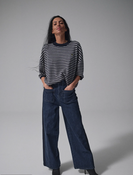 Heyanno Poetic Stripe Knit, Baritone Blue