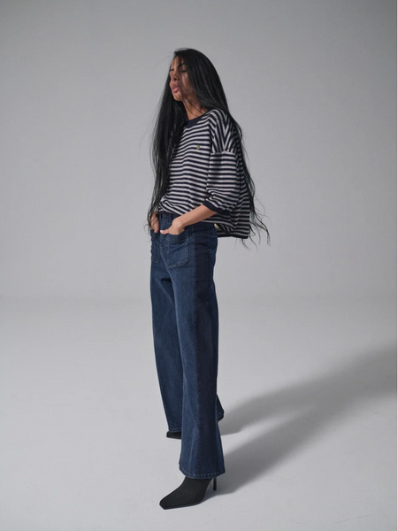 Heyanno Poetic Stripe Knit, Baritone Blue