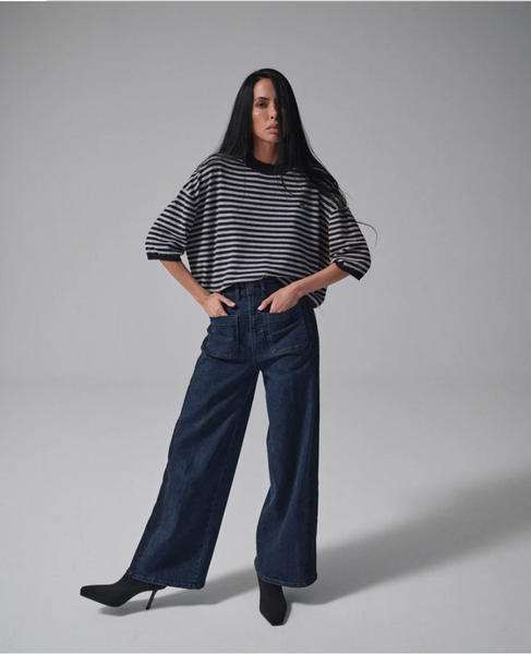 Heyanno Poetic Stripe Knit, Baritone Blue