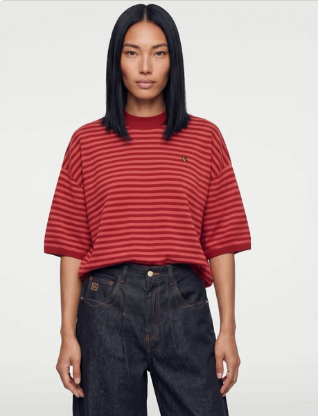 Heyanno Poetic Stripe Knit, Burnt Brick