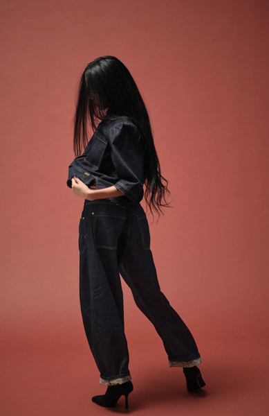 Heyanno Flor Rinse Jeans, Dark Blue Denim